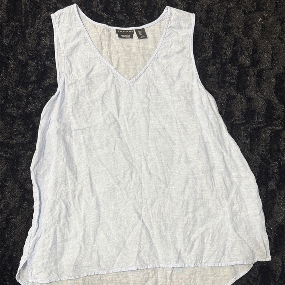 Tahari Light Blue V-Neck Tank Top - Picture 1 of 6